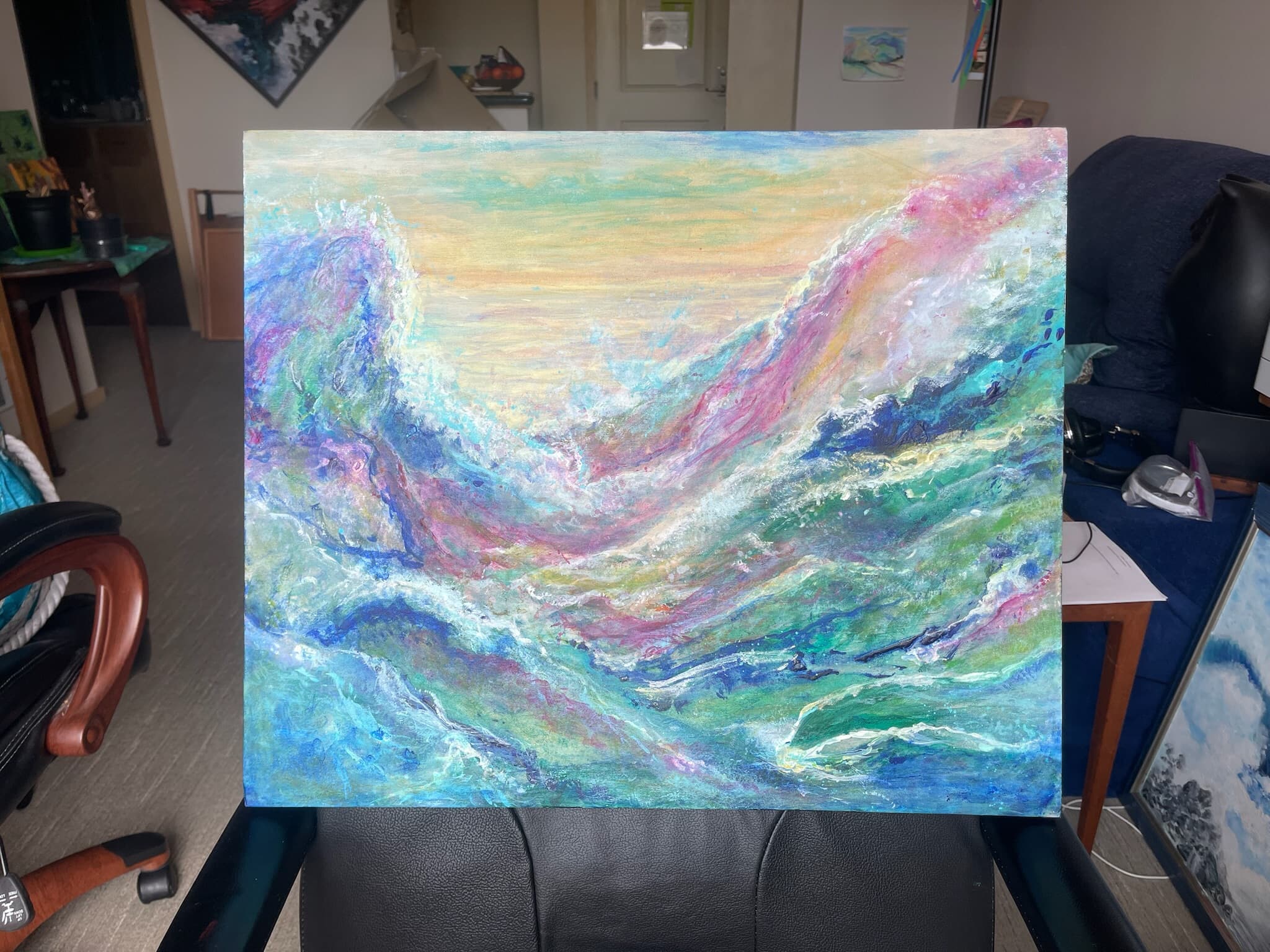 Vibrant Ocean Waves at Sunset