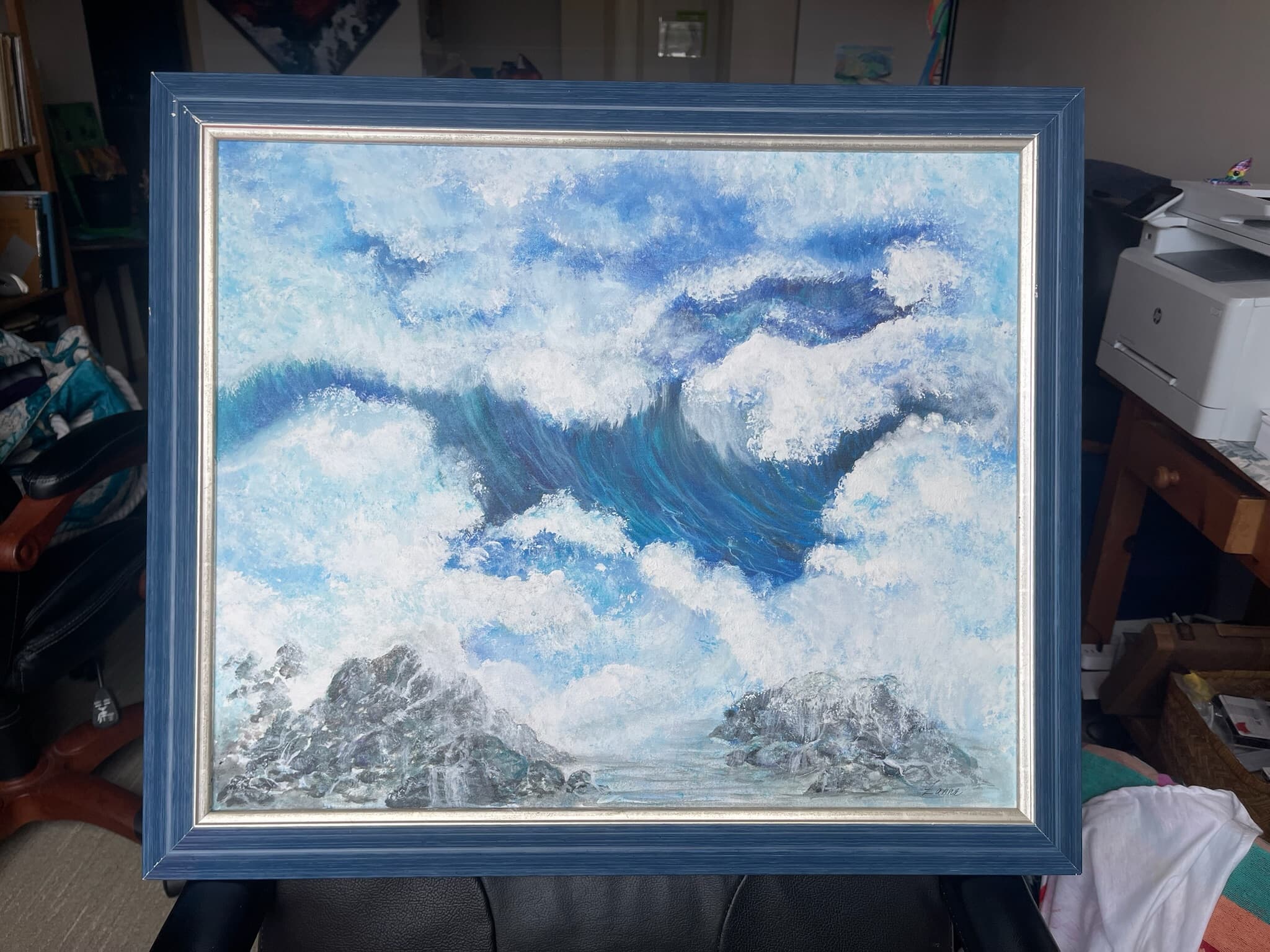Crashing Wave and Rocky Shore