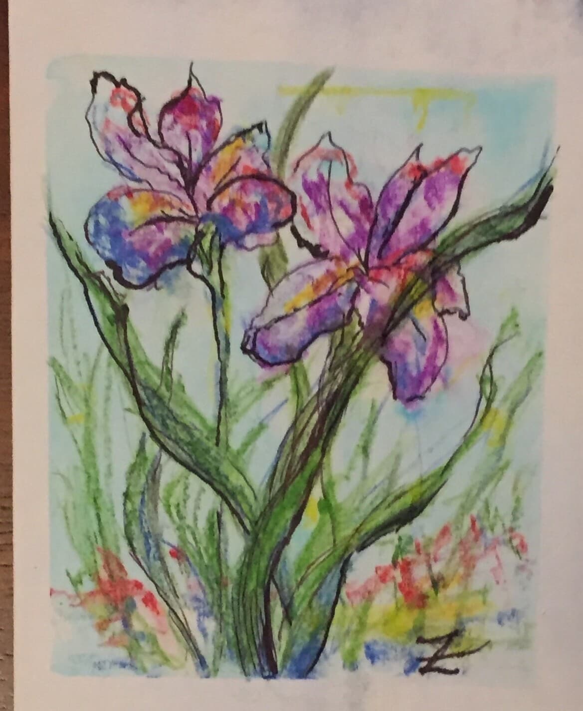 Two Irises in Bloom